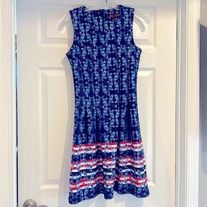 Isle A-line tank dress.Drop waist.Polyester & spandex.Zippered back.Scoop neck